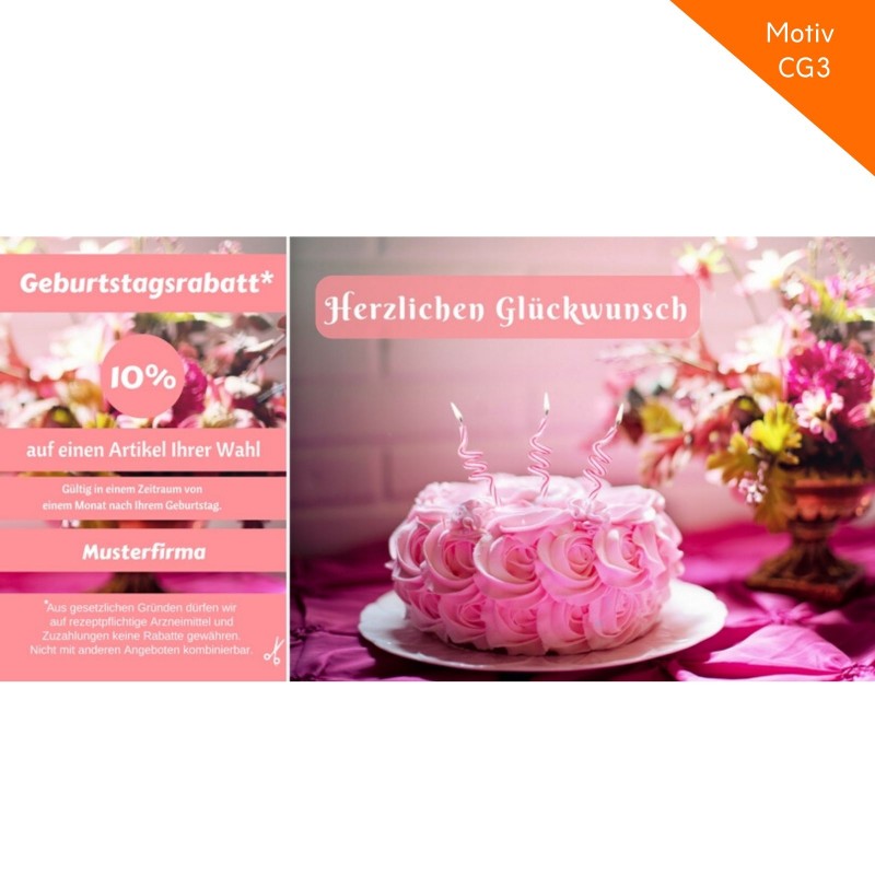 Postkarte Geburtstag mit Coupon Motiv CG3 Postkarte Geburtstag mit Coupon Motiv CG3