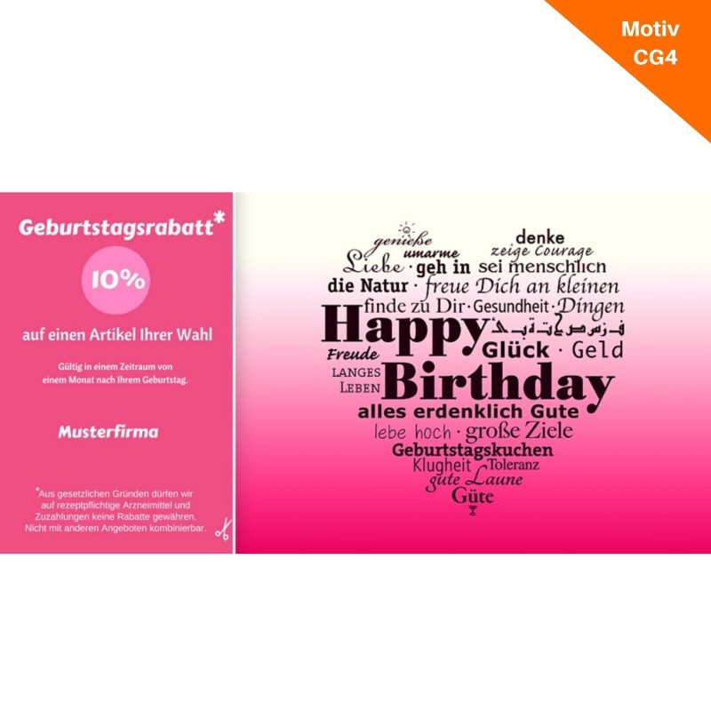 Postkarte Geburtstag mit Coupon Motiv CG4