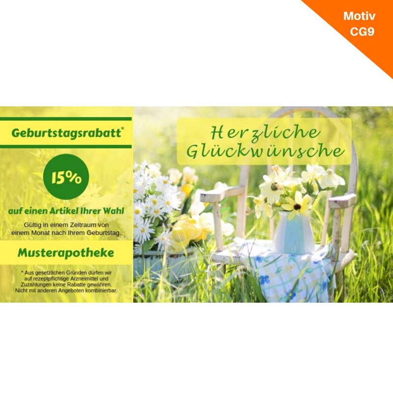 Postkarte Geburtstag mit Coupon Motiv CG9